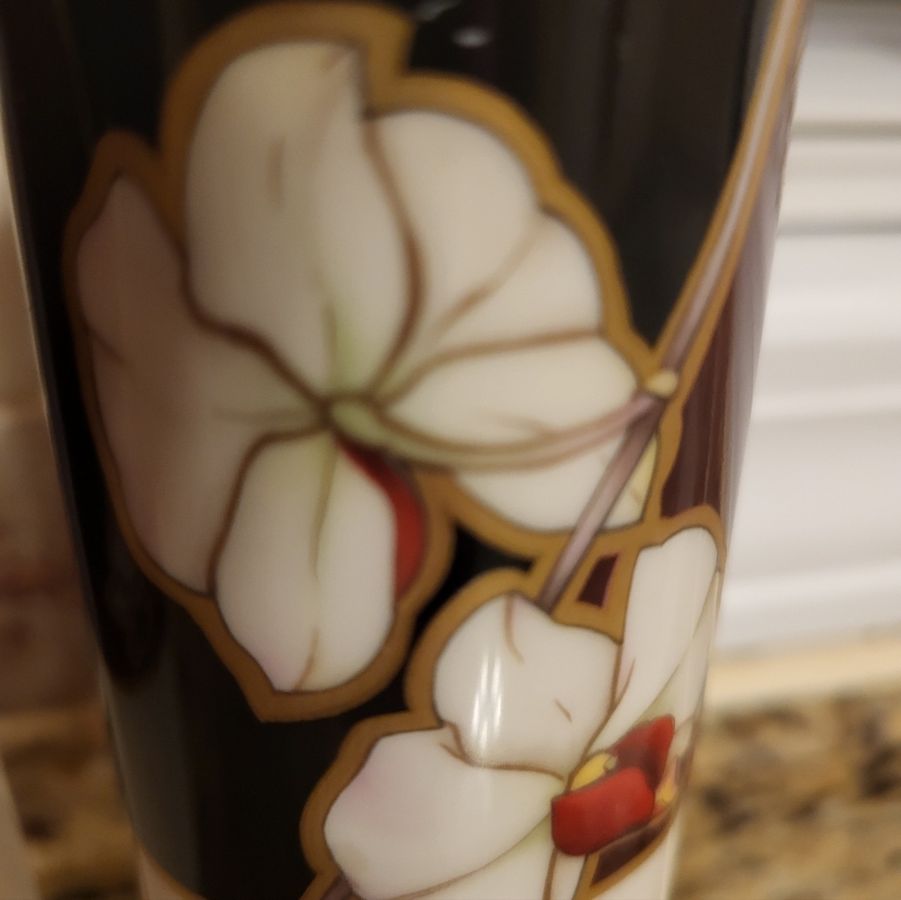 Set Of 2 Noritake Japan Midnight Orchid 7 Inch Vases - Picture 3 of 11